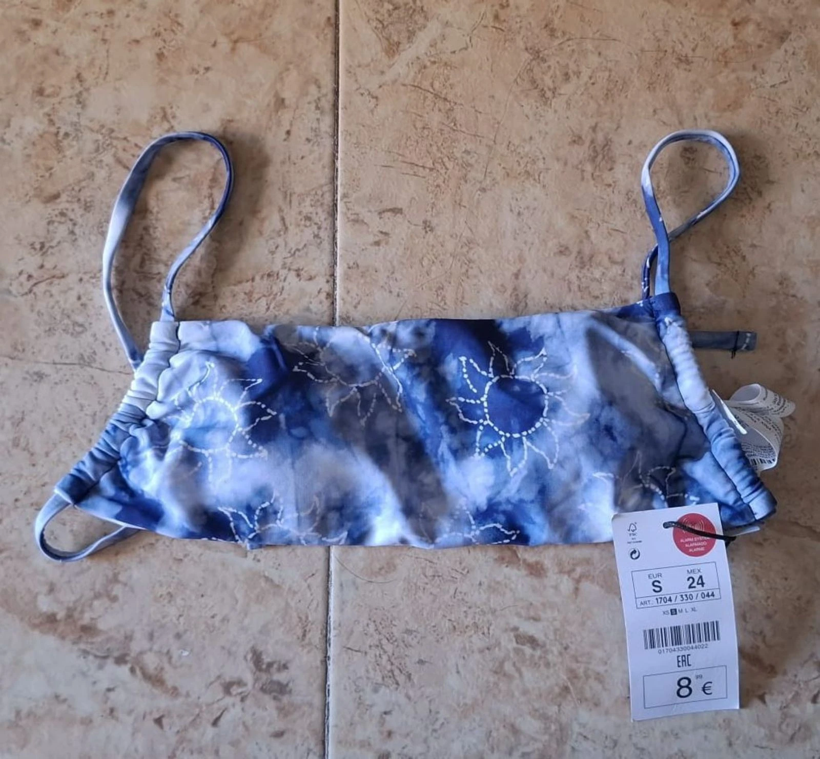 Printed blue bandeau bikini top limited edition Y2K – photo 2